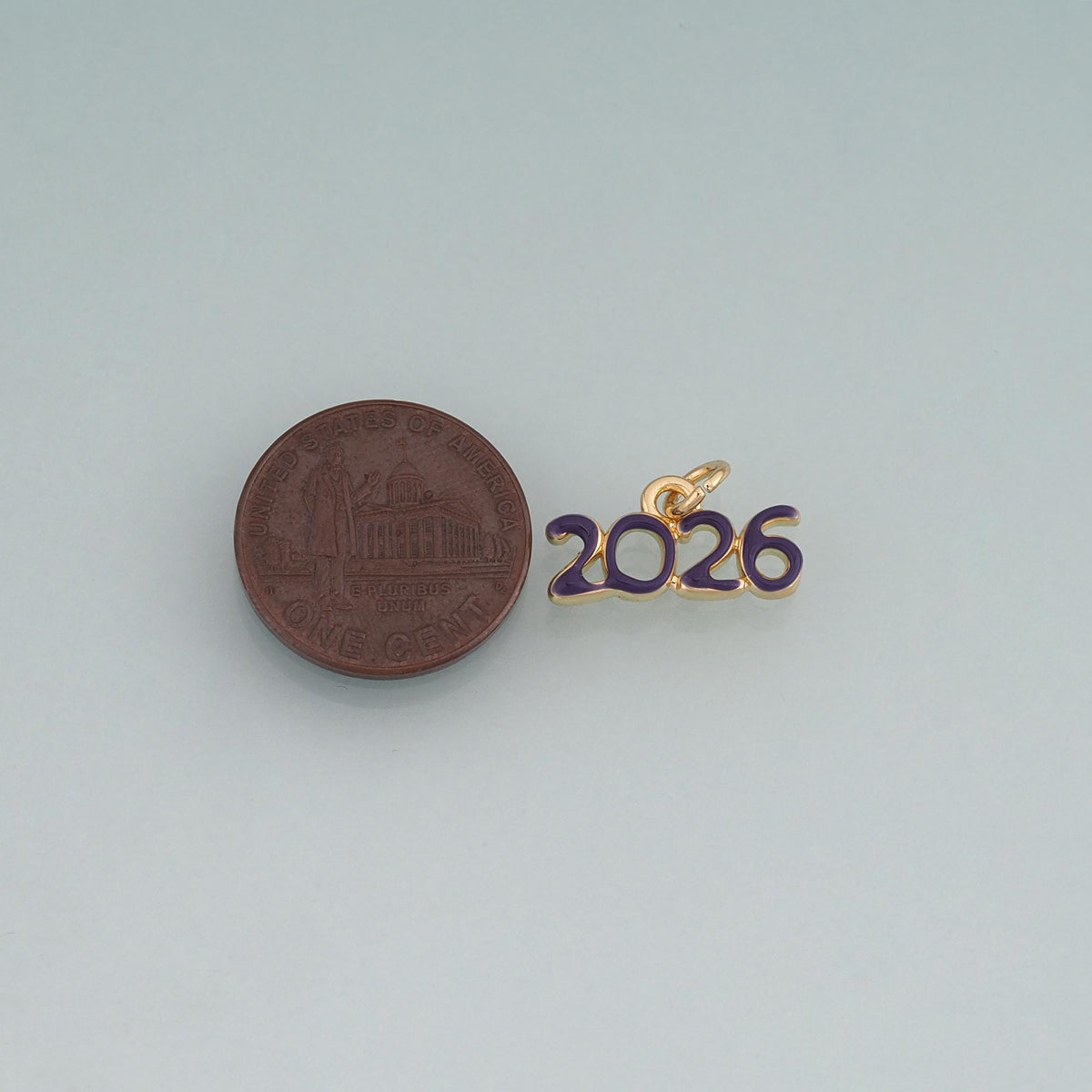 18K Gold Filled Enamel 2026 Year Pendant,Number Charm Bracelet Necklace for DIY Jewelry Making Supply