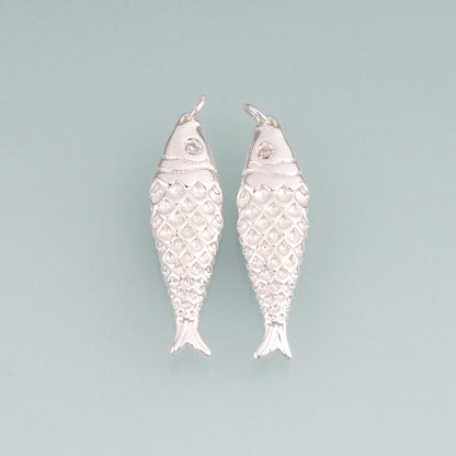 925 Sterling silver Filled Fish Pendant,Minimalist Charm Bracelet Necklace for DIY Jewelry Making Supply