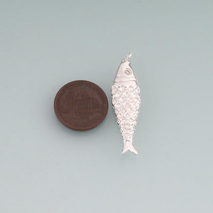925 Sterling silver Filled Fish Pendant,Minimalist Charm Bracelet Necklace for DIY Jewelry Making Supply