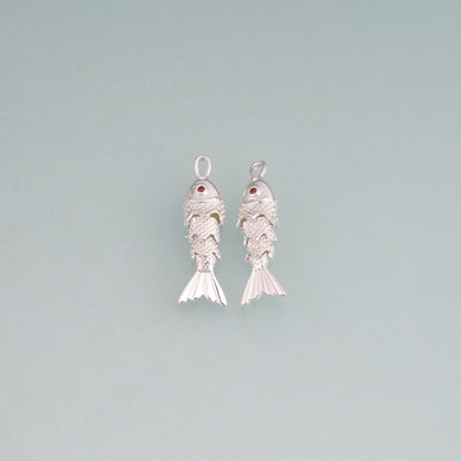 925 Sterling Silver Fish Charm Pendant for Jewelry Making