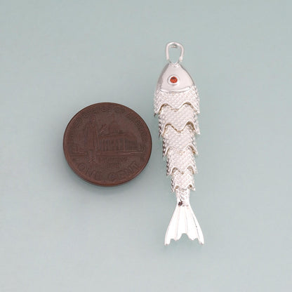 925 Sterling Silver Fish Charm Pendant for Jewelry Making