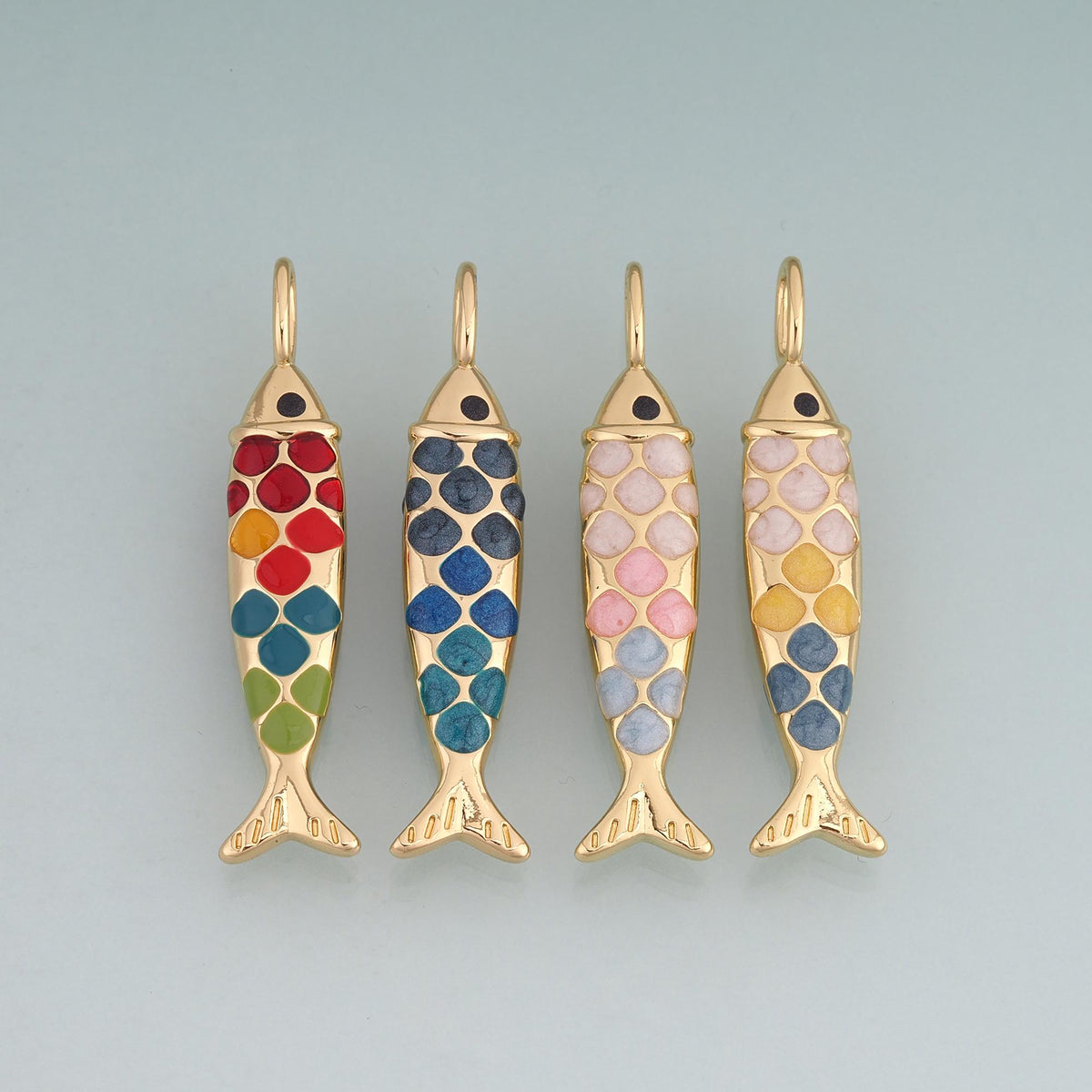 18K Gold Filled Enamel Koi Pendant,Lucky Charm Bracelet Necklace for DIY Jewelry Making Supply
