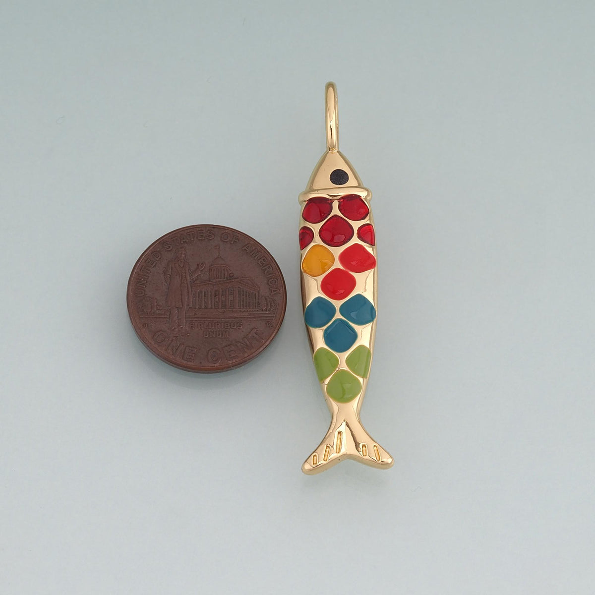 18K Gold Filled Enamel Koi Pendant,Lucky Charm Bracelet Necklace for DIY Jewelry Making Supply
