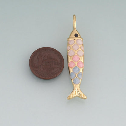 18K Gold Filled Enamel Koi Pendant,Lucky Charm Bracelet Necklace for DIY Jewelry Making Supply