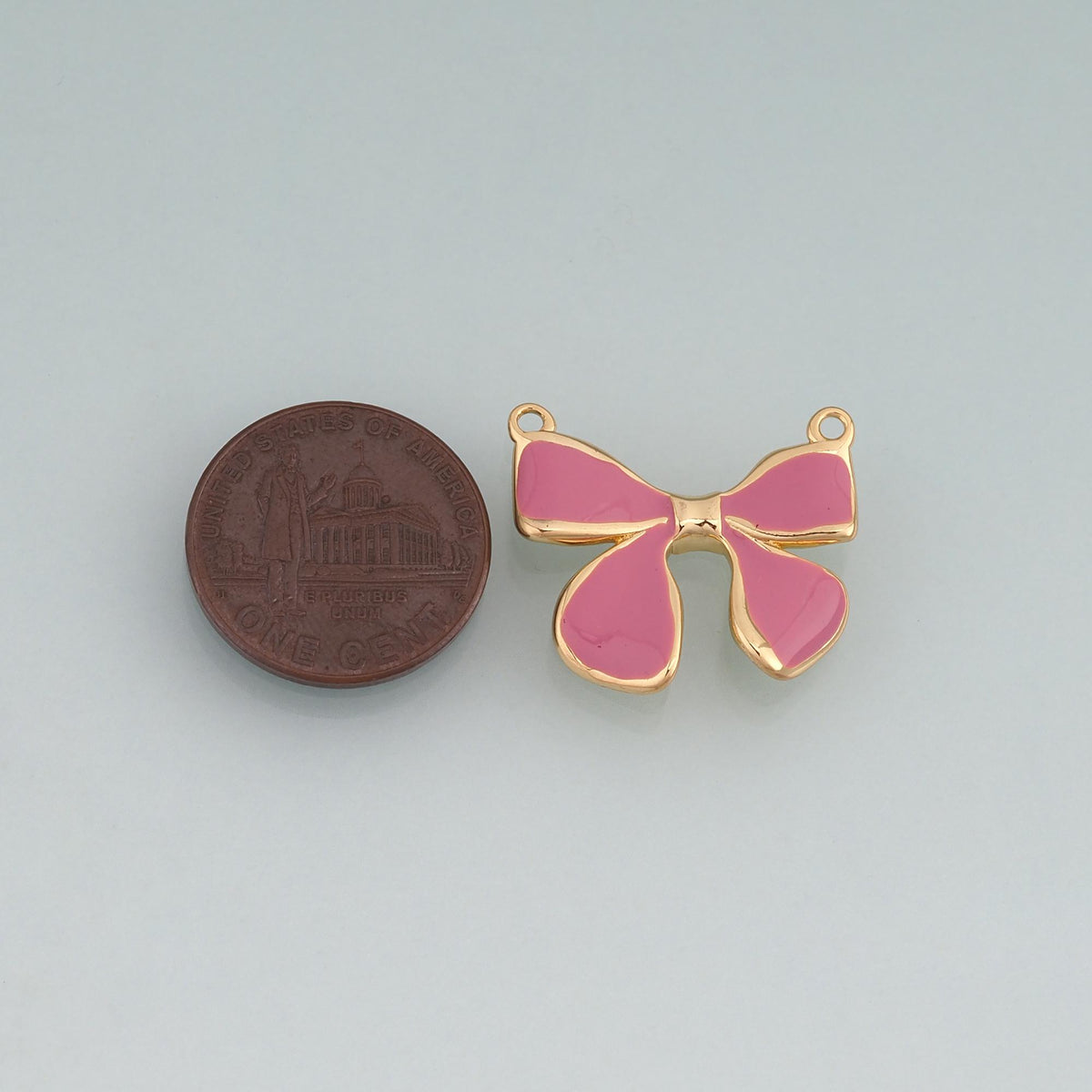 18K Gold Filled Enamel Bow Connector for Jewelry Making