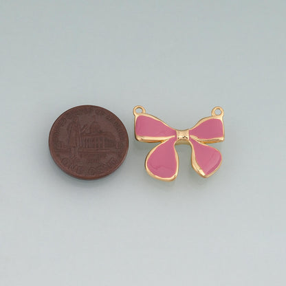 18K Gold Filled Enamel Bow Connector for Jewelry Making