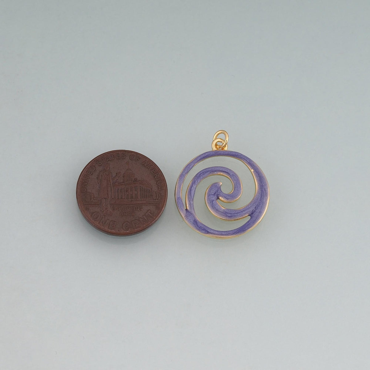 18K Gold Filled Enamel Spiral Pendant,Swirl Circle Charm Bracelet Necklace for DIY Jewelry Making Supply
