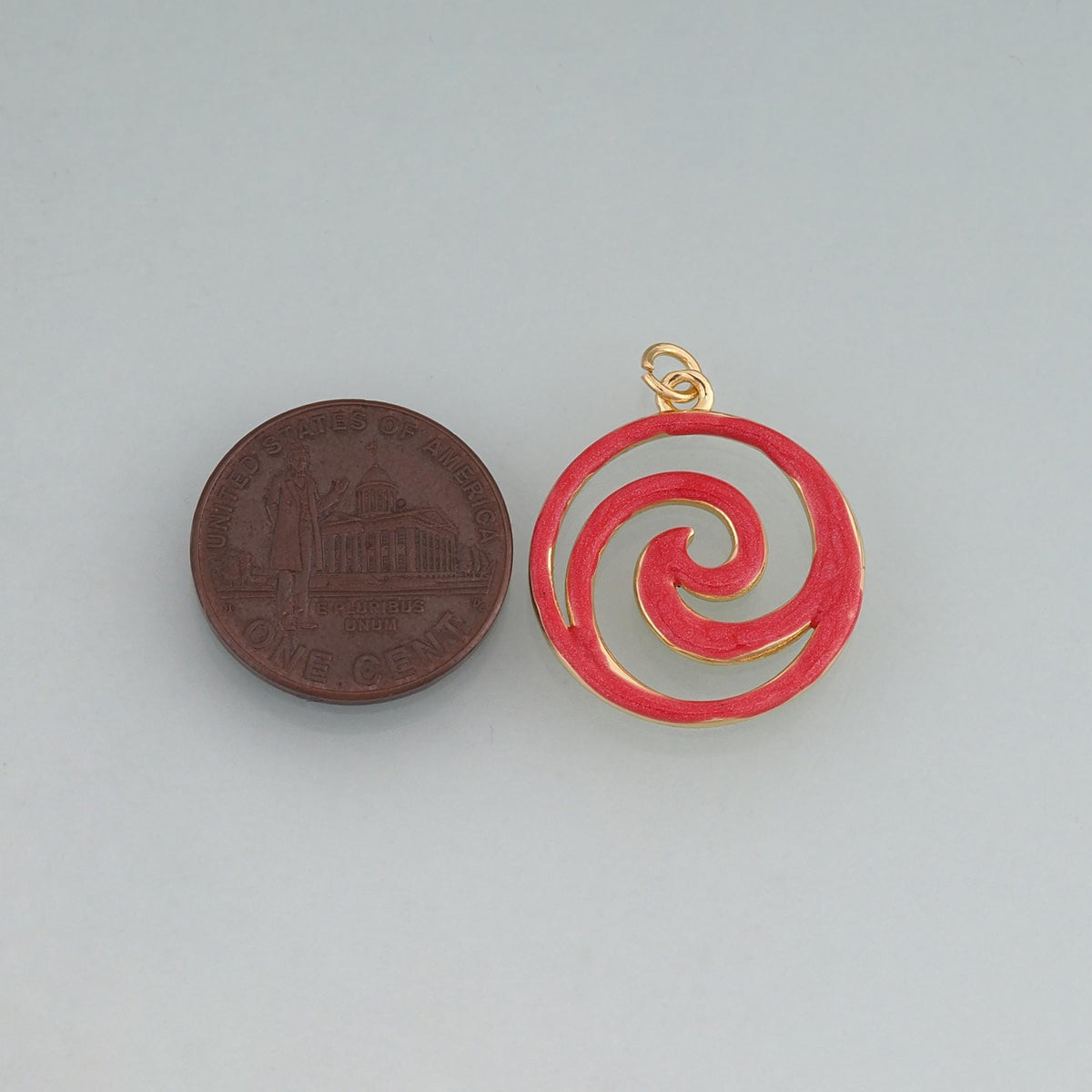 18K Gold Filled Enamel Spiral Pendant,Swirl Circle Charm Bracelet Necklace for DIY Jewelry Making Supply