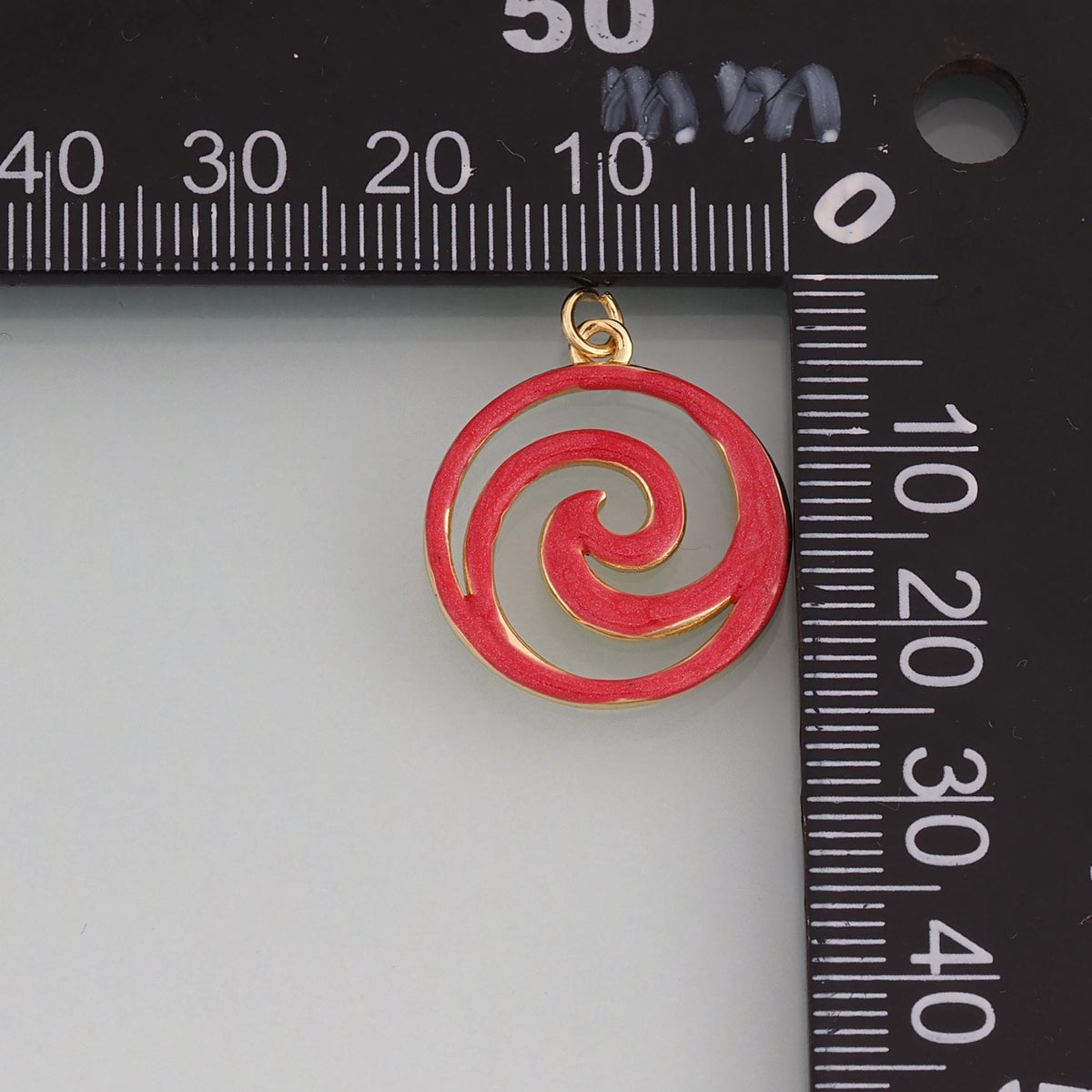 18K Gold Filled Enamel Spiral Pendant,Swirl Circle Charm Bracelet Necklace for DIY Jewelry Making Supply