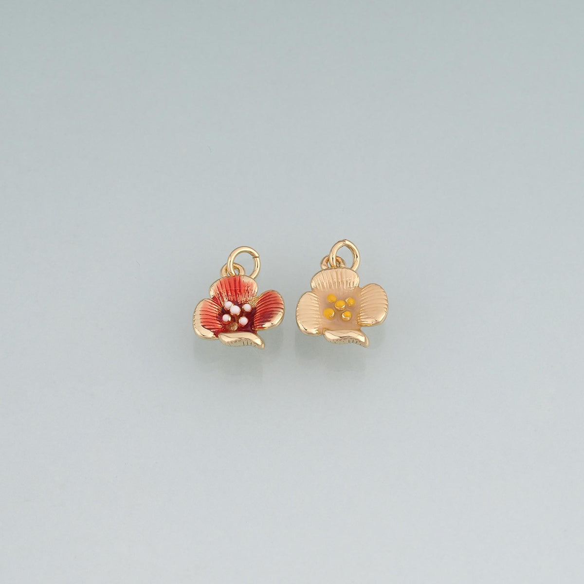 18K Gold Filled Enamel Flower Charm Pendant for Jewelry Making