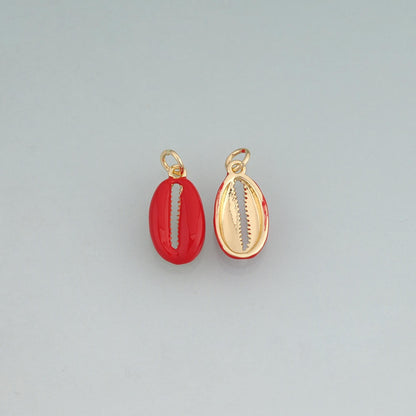18K Gold Filled Enamel Shell Pendant,Ocean Inspired Charm Bracelet Necklace for DIY Jewelry Making Supply