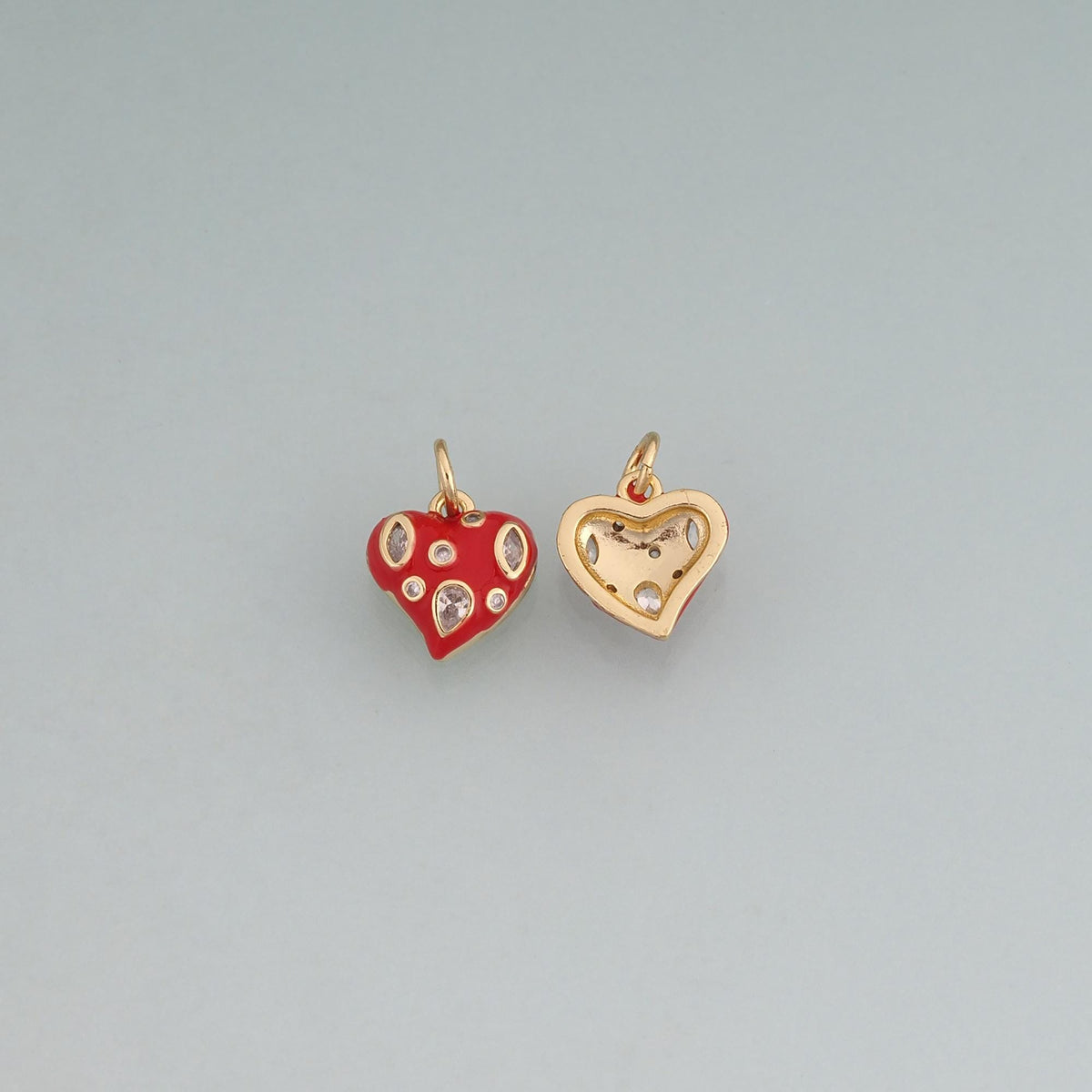 18K Gold Filled Enamel Heart Pendant,Love Charm Bracelet Necklace for DIY Jewelry Making Supply