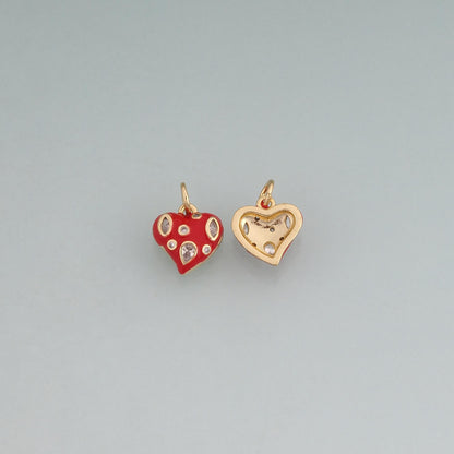18K Gold Filled Enamel Heart Pendant,Love Charm Bracelet Necklace for DIY Jewelry Making Supply