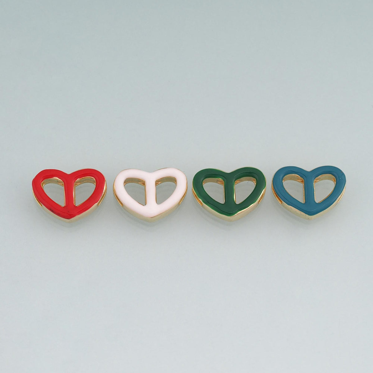 18K Gold Filled Enamel Heart Connector ,Minimalist Connector Charm Bracelet Necklace for DIY Jewelry Making Supply