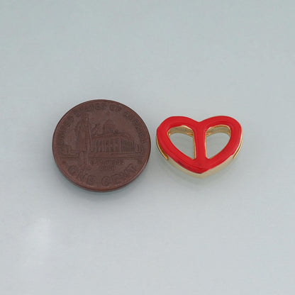 18K Gold Filled Enamel Heart Connector ,Minimalist Connector Charm Bracelet Necklace for DIY Jewelry Making Supply