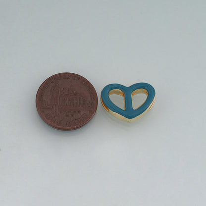 18K Gold Filled Enamel Heart Connector ,Minimalist Connector Charm Bracelet Necklace for DIY Jewelry Making Supply