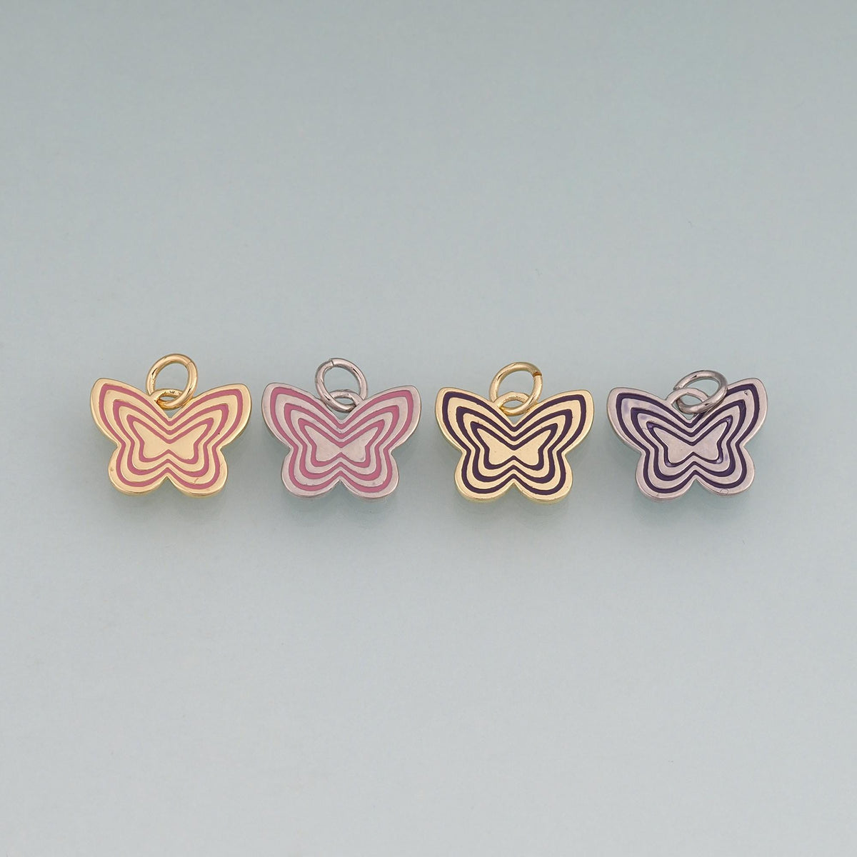 18K Gold Filled Enamel Butterfly Pendant,Minimalist Charm Bracelet Necklace for DIY Jewelry Making Supply
