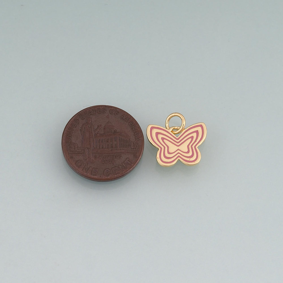 18K Gold Filled Enamel Butterfly Pendant,Minimalist Charm Bracelet Necklace for DIY Jewelry Making Supply