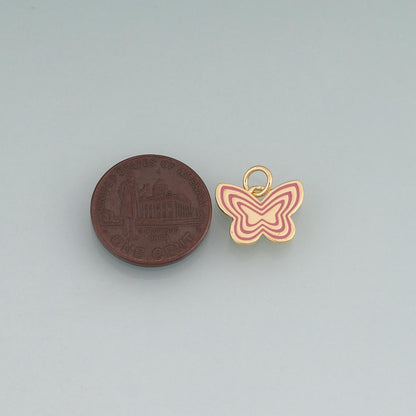 18K Gold Filled Enamel Butterfly Pendant,Minimalist Charm Bracelet Necklace for DIY Jewelry Making Supply