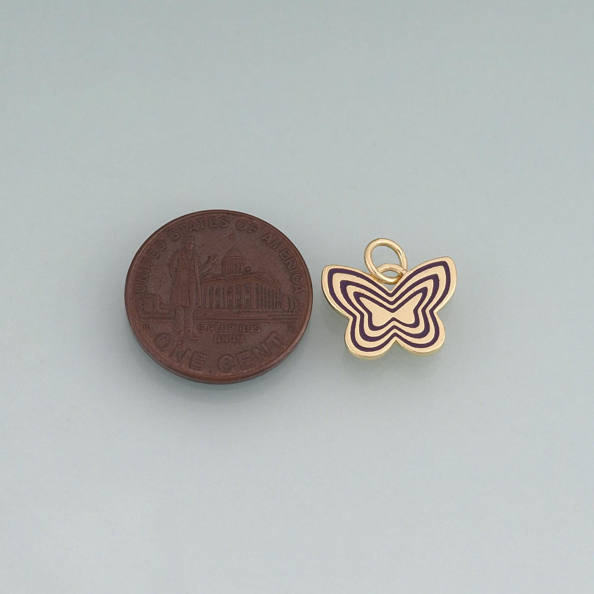 18K Gold Filled Enamel Butterfly Pendant,Minimalist Charm Bracelet Necklace for DIY Jewelry Making Supply