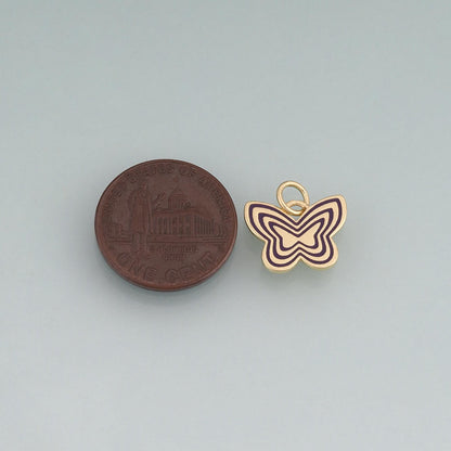 18K Gold Filled Enamel Butterfly Pendant,Minimalist Charm Bracelet Necklace for DIY Jewelry Making Supply
