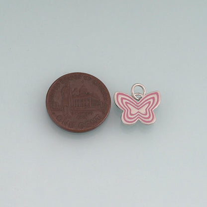 18K Gold Filled Enamel Butterfly Pendant,Minimalist Charm Bracelet Necklace for DIY Jewelry Making Supply