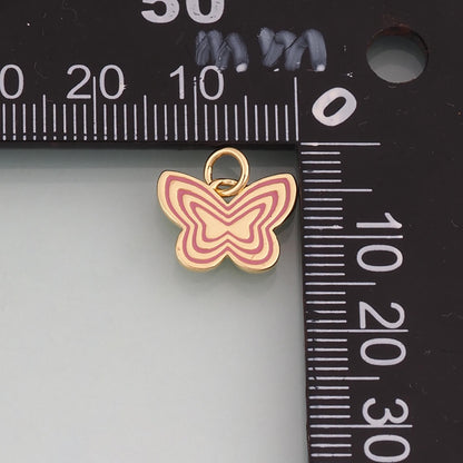 18K Gold Filled Enamel Butterfly Pendant,Minimalist Charm Bracelet Necklace for DIY Jewelry Making Supply