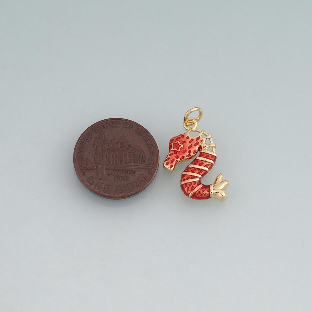 18K Gold Filled Enamel Seahorse Pendant,Sea Life Charm Bracelet Necklace for DIY Jewelry Making Supply