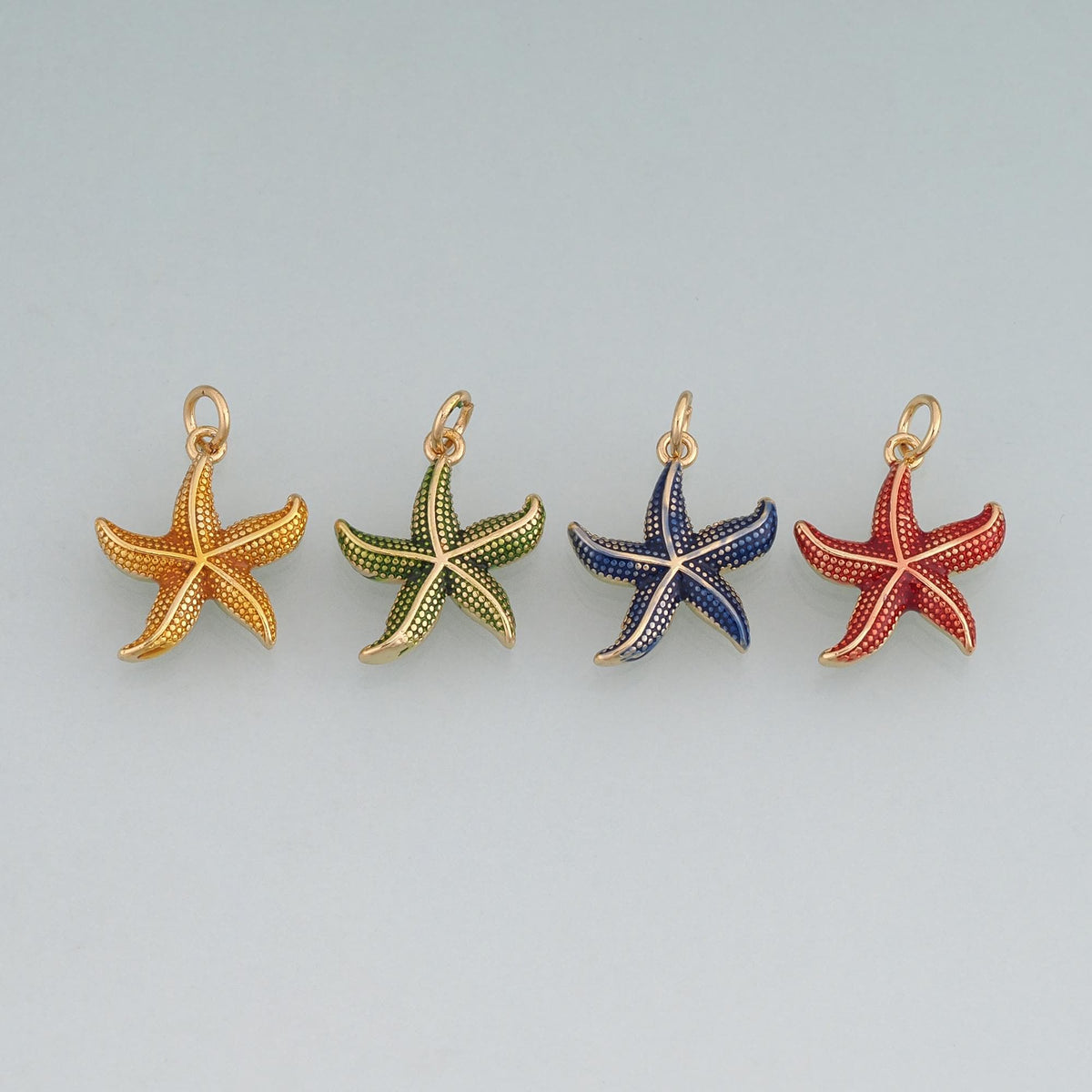 18K Gold Filled Enamel Starfish Pendant,Sea Life Charm Bracelet Necklace for DIY Jewelry Making Supply
