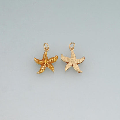 18K Gold Filled Enamel Starfish Pendant,Sea Life Charm Bracelet Necklace for DIY Jewelry Making Supply