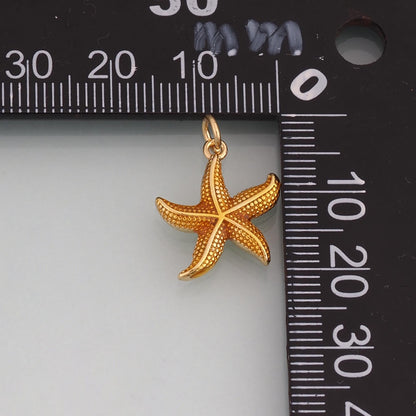 18K Gold Filled Enamel Starfish Pendant,Sea Life Charm Bracelet Necklace for DIY Jewelry Making Supply