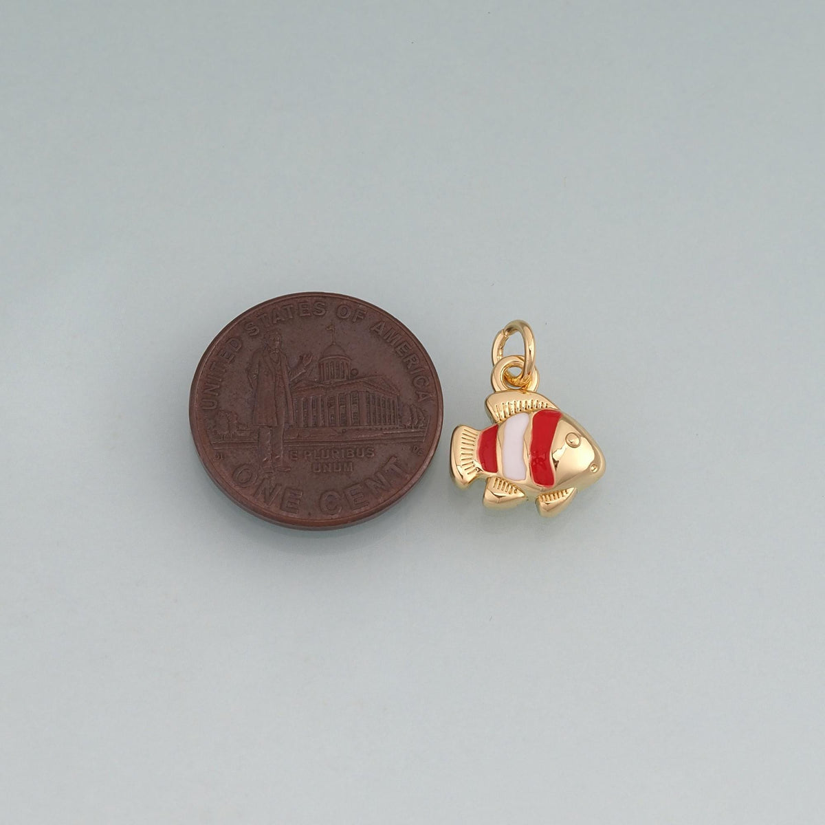18K Gold Filled Enamel Clownfish Pendant,Sea Life Charm Bracelet Necklace for DIY Jewelry Making Supply