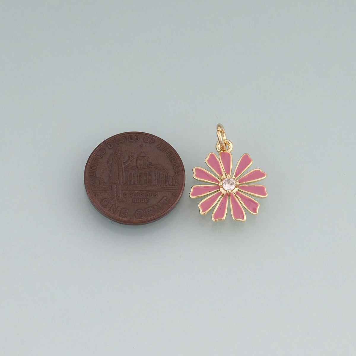 18K Gold Filled Enamel Daisy Flower Pendant,Floral Charm Bracelet Necklace for DIY Jewelry Making Supply