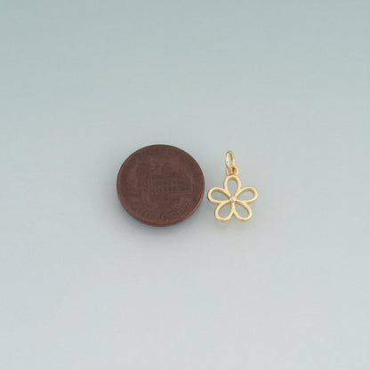18K Gold Filled Flower Pendant,Minimalist Charm Bracelet Necklace for DIY Jewelry Making Supply