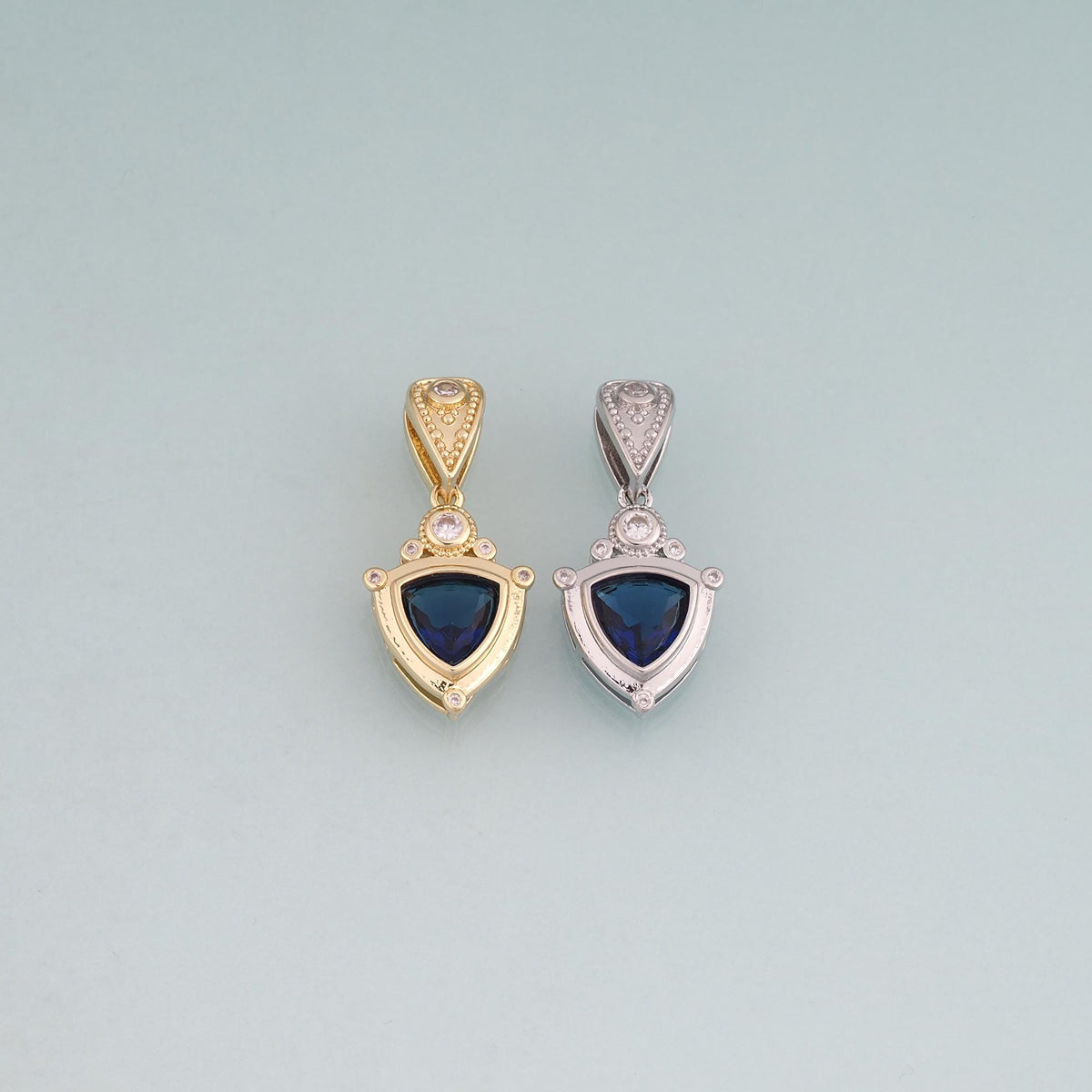 18K Gold Filled Crystal Shield Pendant,Vintage Charm Bracelet Necklace for DIY Jewelry Making Supply