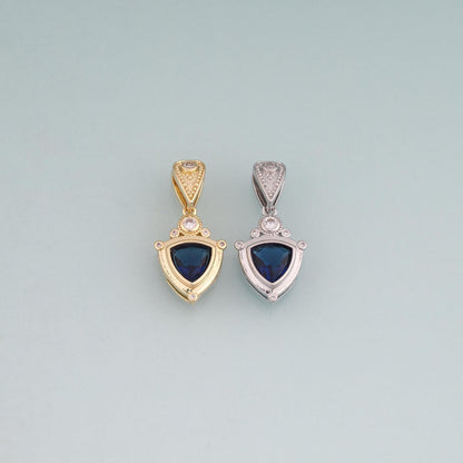 18K Gold Filled Crystal Shield Pendant,Vintage Charm Bracelet Necklace for DIY Jewelry Making Supply