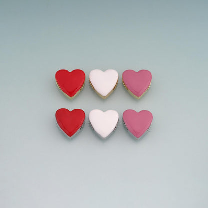 18K Gold Filled Enamel Heart Beads,Heart Beads Charm Bracelet Necklace for DIY Jewelry Making Supply