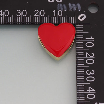 18K Gold Filled Enamel Heart Beads,Heart Beads Charm Bracelet Necklace for DIY Jewelry Making Supply