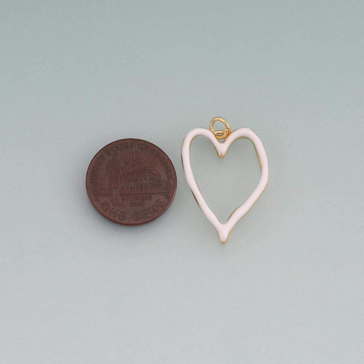 18K Gold Filled Enamel Cutout Heart Pendant,Heart Charm Bracelet Necklace for DIY Jewelry Making Supply