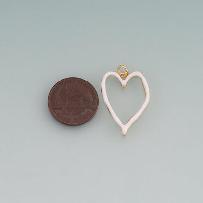 18K Gold Filled Enamel Cutout Heart Pendant,Heart Charm Bracelet Necklace for DIY Jewelry Making Supply