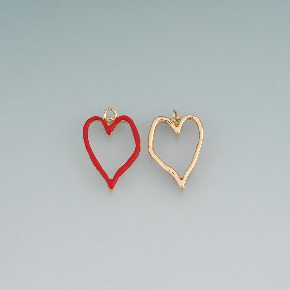 18K Gold Filled Enamel Cutout Heart Pendant,Heart Charm Bracelet Necklace for DIY Jewelry Making Supply