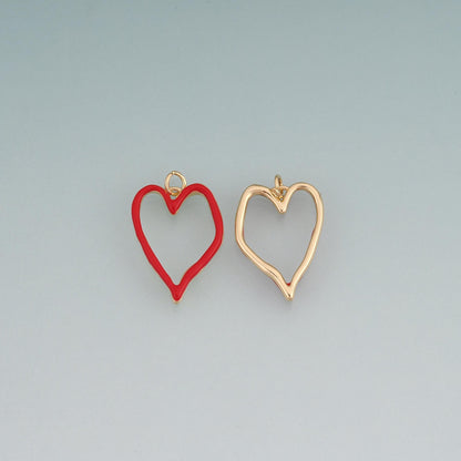 18K Gold Filled Enamel Cutout Heart Pendant,Heart Charm Bracelet Necklace for DIY Jewelry Making Supply