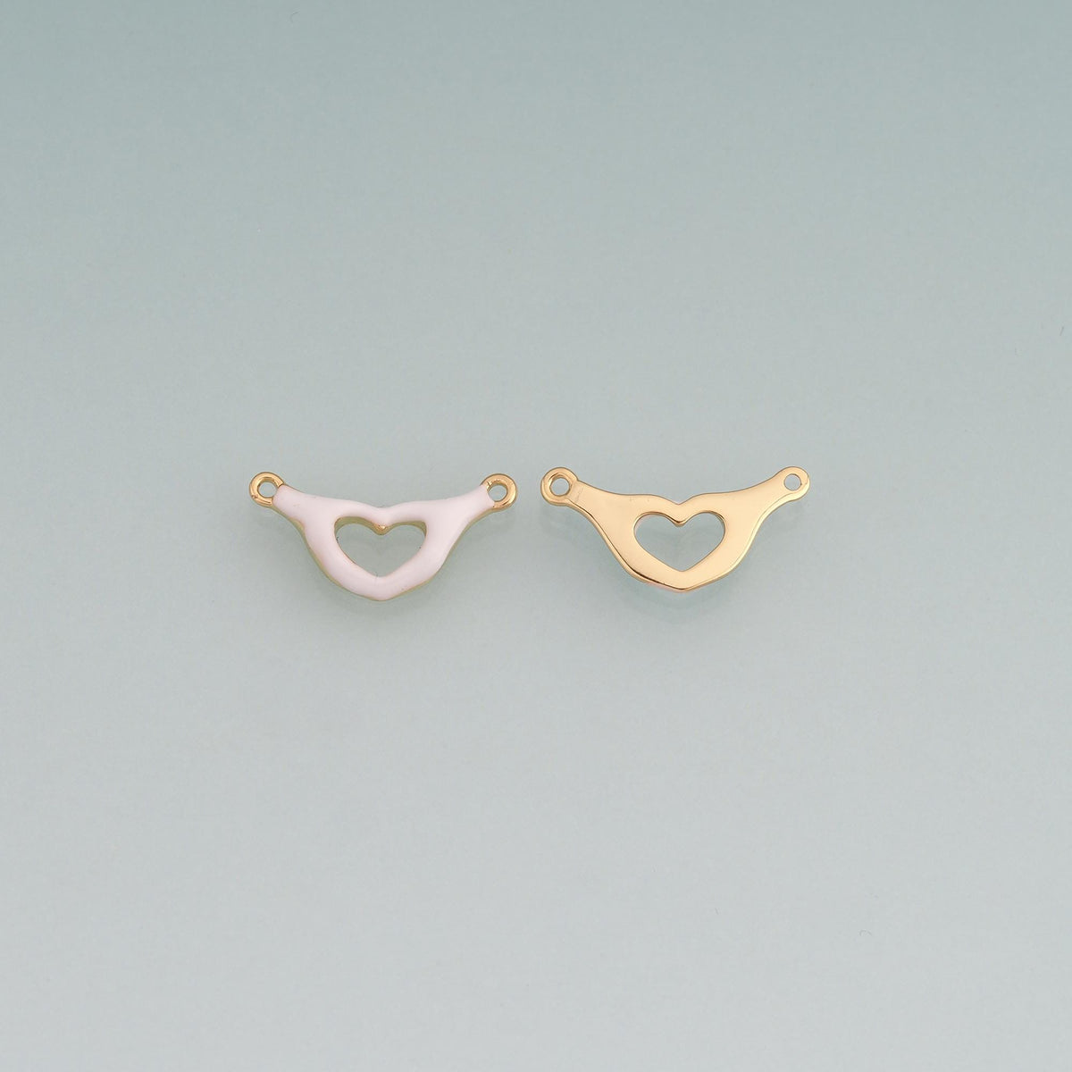 18K Gold Filled Enamel Heart Gesture Connector Pendant,Heart Connector Charm Bracelet Necklace for DIY Jewelry Making Supply
