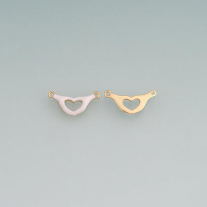 18K Gold Filled Enamel Heart Gesture Connector Pendant,Heart Connector Charm Bracelet Necklace for DIY Jewelry Making Supply