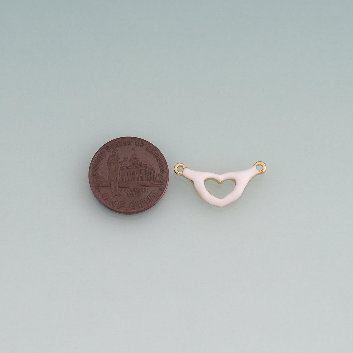 18K Gold Filled Enamel Heart Gesture Connector Pendant,Heart Connector Charm Bracelet Necklace for DIY Jewelry Making Supply