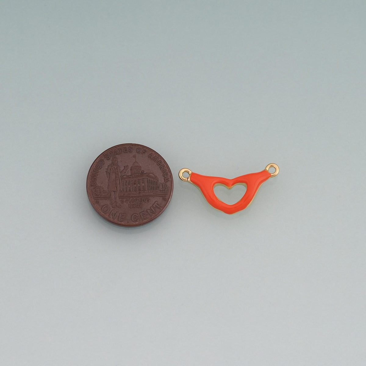 18K Gold Filled Enamel Heart Gesture Connector Pendant,Heart Connector Charm Bracelet Necklace for DIY Jewelry Making Supply