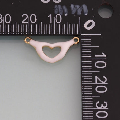 18K Gold Filled Enamel Heart Gesture Connector Pendant,Heart Connector Charm Bracelet Necklace for DIY Jewelry Making Supply