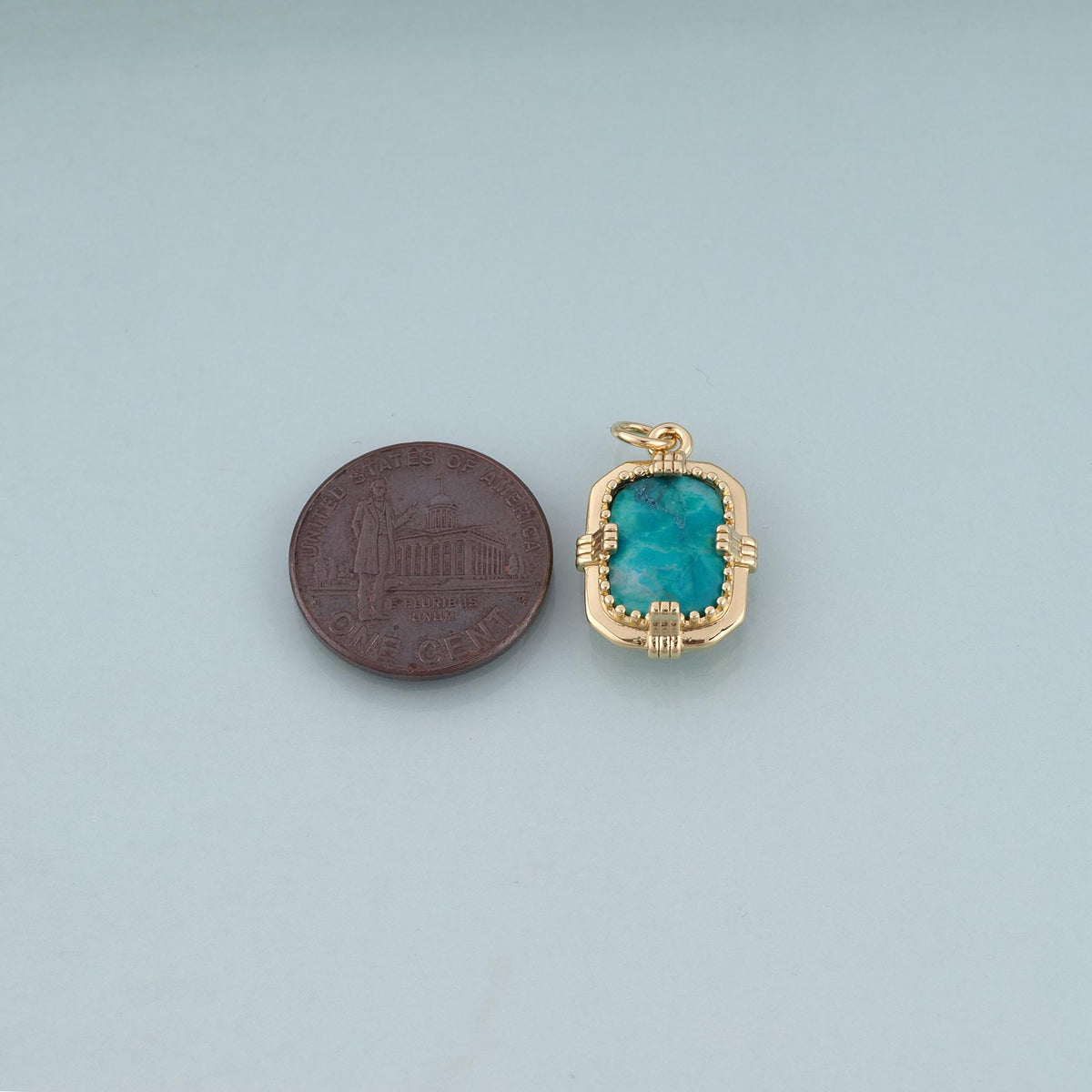 18K Gold Filled Rectangle Pendant,Natural Stone Charm Bracelet Necklace for DIY Jewelry Making Supply