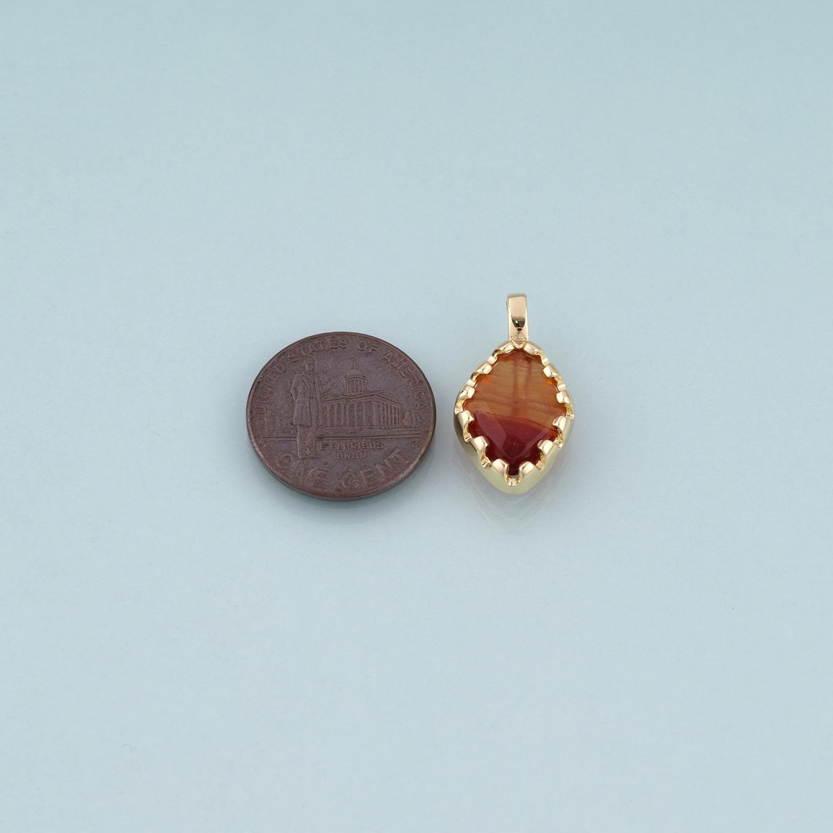 18K Gold Filled Rhombus Pendant,Amber Charm Bracelet Necklace for DIY Jewelry Making Supply
