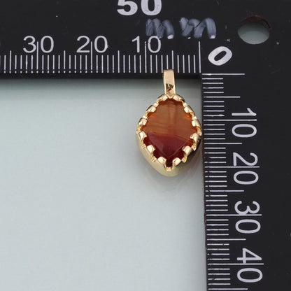 18K Gold Filled Rhombus Pendant,Amber Charm Bracelet Necklace for DIY Jewelry Making Supply